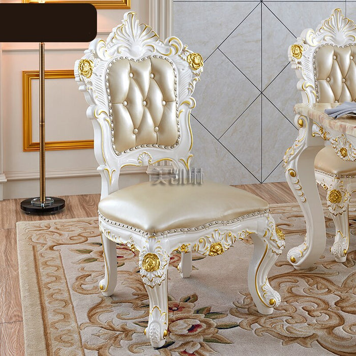 LUXURY EUROPEAN WHITE GOLD DINING TABLE & CHAIRS