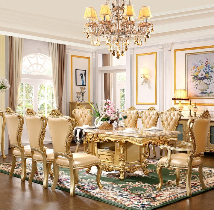 EUROPEAN MARBLE LUXURY VILLA DINING TABLE & CHAIR