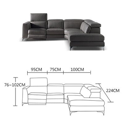 Vintage Recliner L-Shaped Sofa