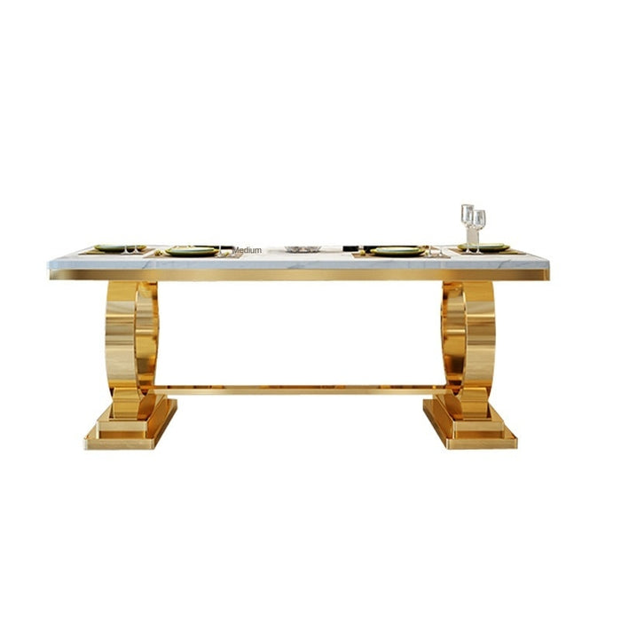 LUXURY STAINLESS STEEL MARBLE DINING TABLES & CHAIRS