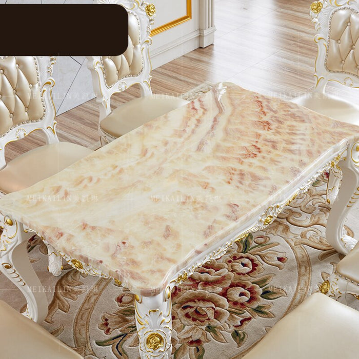 LUXURY EUROPEAN WHITE GOLD DINING TABLE & CHAIRS