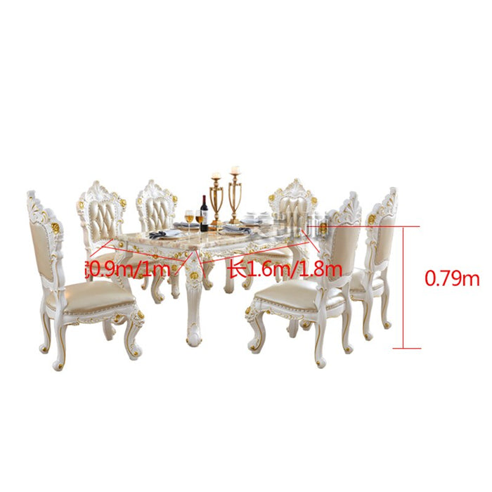 LUXURY EUROPEAN WHITE GOLD DINING TABLE & CHAIRS