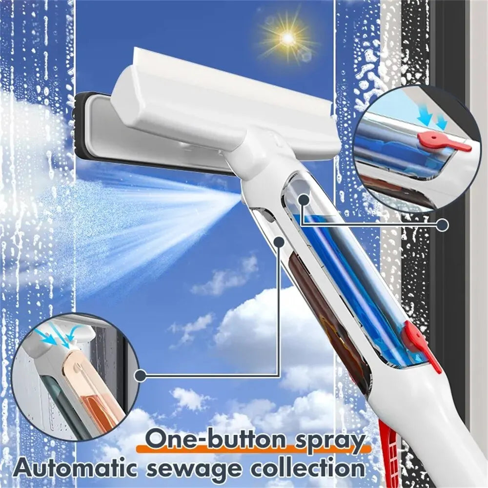 Window Cleaning Brush | Glass Wiper for Bathroom | Mirror | Long Handle Brush | Window Cleaner with Water | Home Cleaning Tools