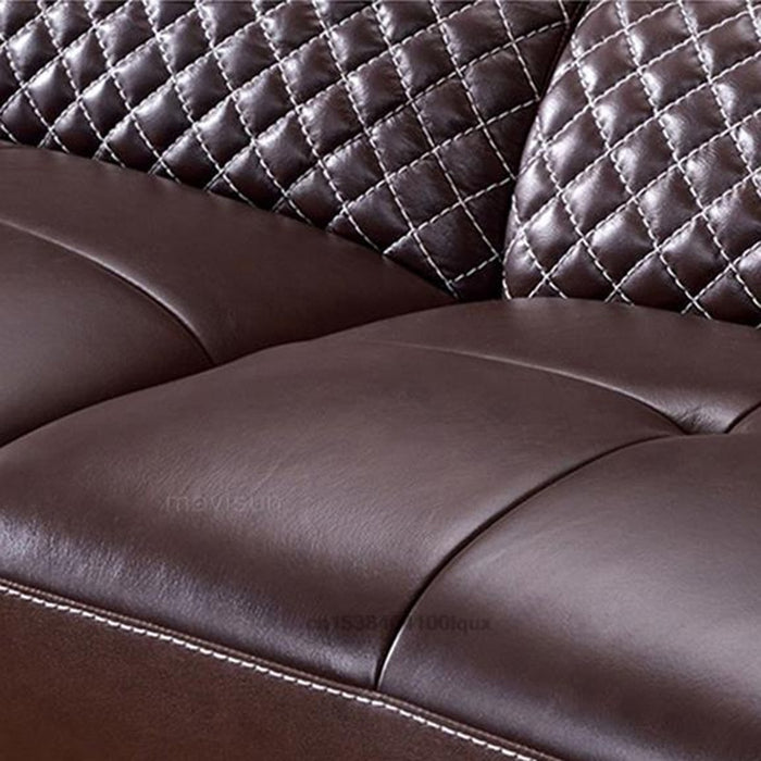 Classic L-shaped Leather Sofa