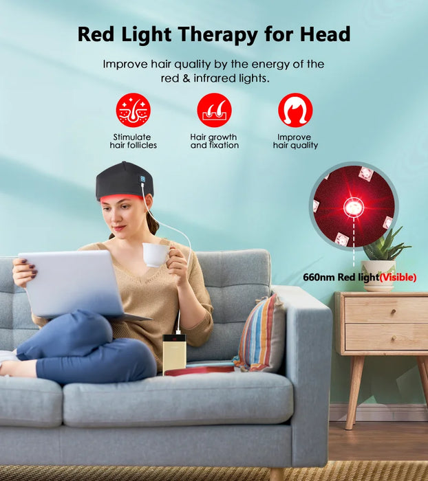 Hair Growth Cap | Anti Hair Loss Head Massage | Stress Relief Electric Scalp Massager | Infrared Light Relaxation Therapy Led Helmet