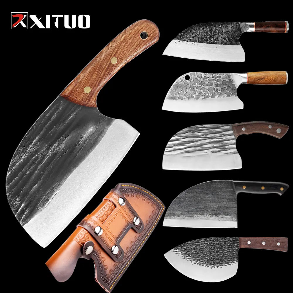 Outdoor Kitchen Knife | Handmade Stainless Steel Blade | Multifunction Chef Chopping Boning Knife |Sharp Knife