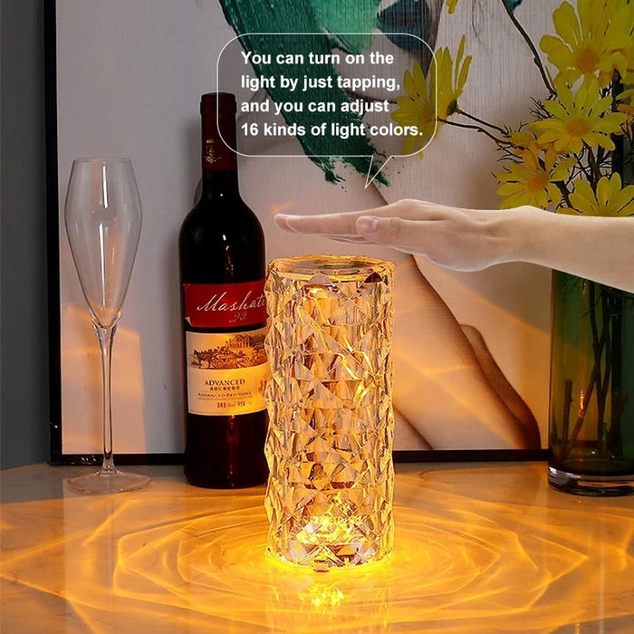 Touching Control Rose Crystal Lamp