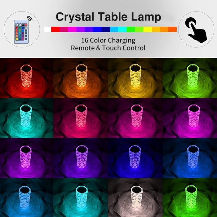 Touching Control Rose Crystal Lamp