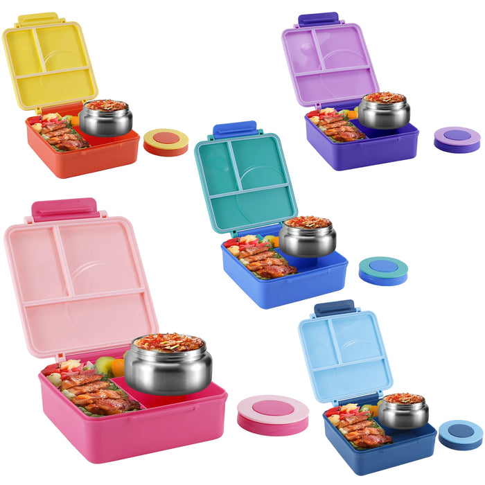 Four-Grid Bento Lunch Box With Insulated Soup, For Kids, Moms, Dads, Teenagers And Workers At School Canteen, Back to School