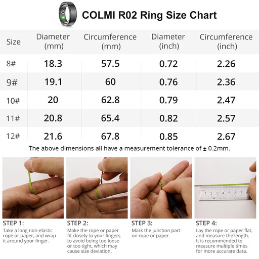 New COLMI R02 Military Grade Smart Ring| Titanium Steel Case - Health Monitoring, Fitness, Waterproof, Sleep Monitoring