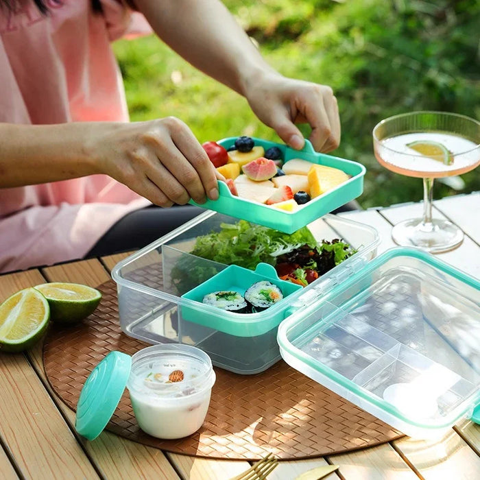 Portable Handle design Double layer Lunch box Compartment Bento Boxes Workers| Students |Toddlers | Bento Containers | Outdoor | Salad | Picnic box