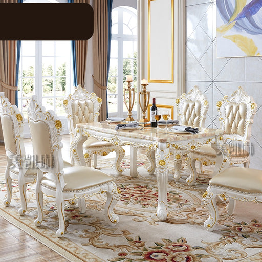 LUXURY EUROPEAN WHITE GOLD DINING TABLE & CHAIRS