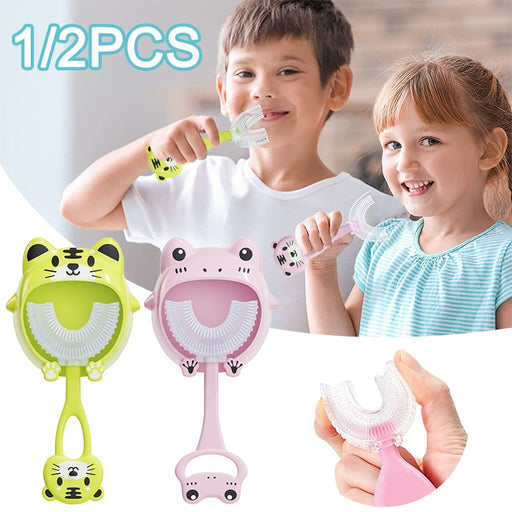 U-SHAPED SILICONE KIDS TOOTHBRUSH