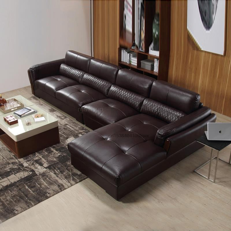 Classic L-shaped Leather Sofa